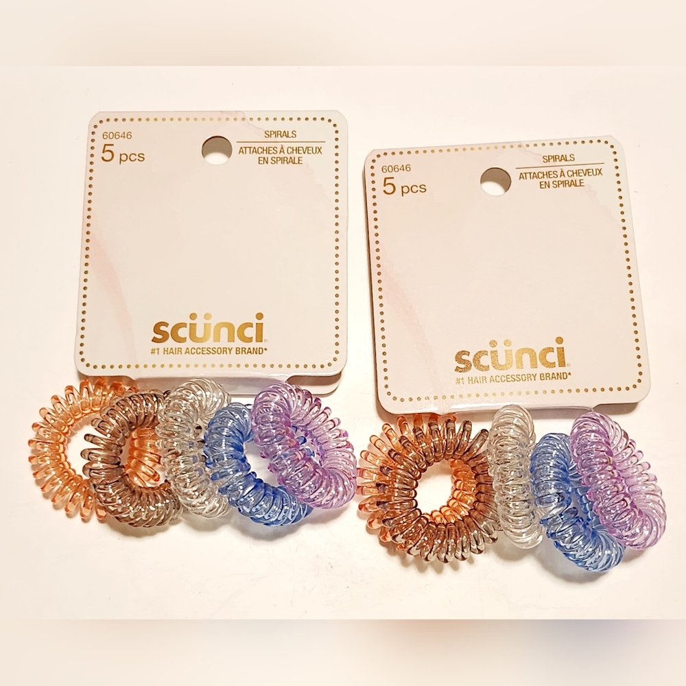 NWT 2× SCÜNCI PASTEL COLORED JELLY SPIRALS HAIR ELASTICS!